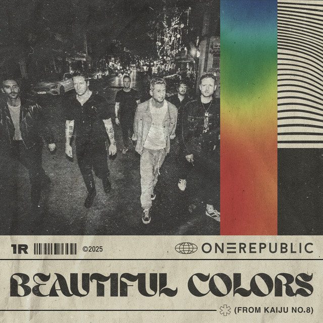 Pochette du single de OneRepublic " Beautiful Colors - from Kaiju No. 8 " - Sortie 25 juillet 2025 - Source Spotify