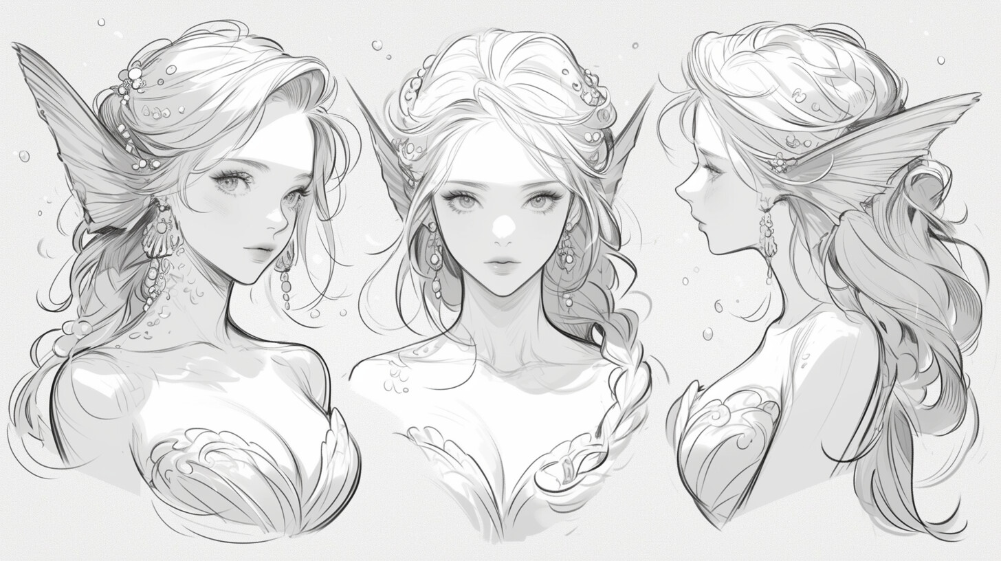 Tika Concept - +340 Mermaid Sketch Reference(4k) - 2/12 - IA - Publication entre le 18 décembre 2024 et le 7 août 2023 - Téléchargement 17 janvier 2026 - Source https://www.artstation.com