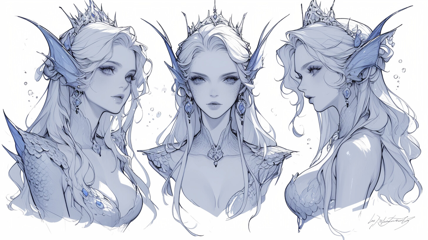 Tika Concept - +340 Mermaid Sketch Reference(4k) - 8/12 - IA - Publication entre le 7 août 2023 et le 18 décembre 2024 - Téléchargement 21 janvier 2026 - Source https://www.artstation.com